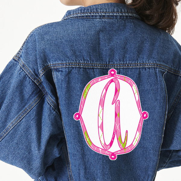 Custom Pink & Green Argyle Twill Iron On Patch - Custom Shape - 3XL (Personalized)