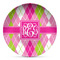Pink & Green Argyle Microwave Safe Plastic Plate - Composite Polymer (Personalized)