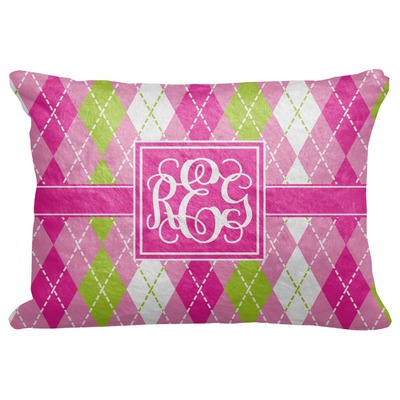 Pink & Green Argyle Decorative Baby Pillowcase - 16"x12" (Personalized)