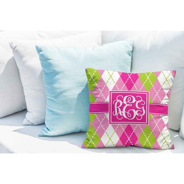 Pink & Green Argyle Decorative Pillow Case - LIFESTYLE 2