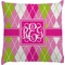 Pink & Green Argyle Decorative Pillow Case (Personalized)