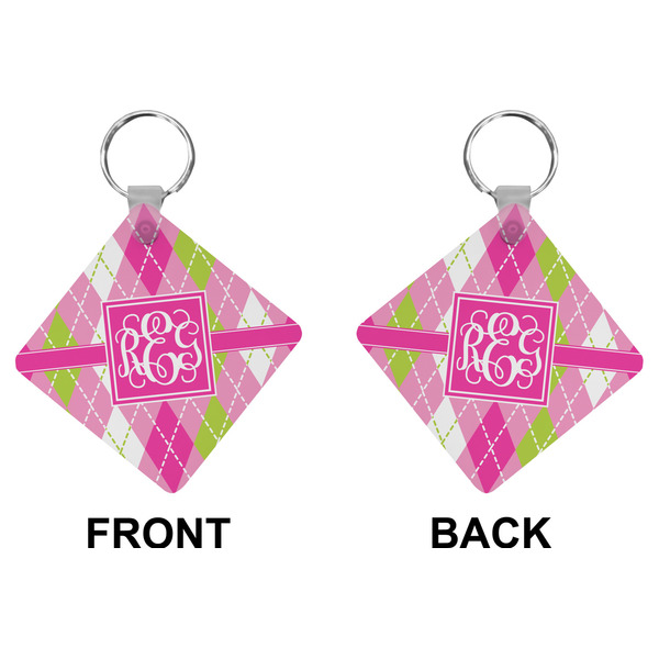 Pink & Green Argyle Diamond Keychain (Front + Back)