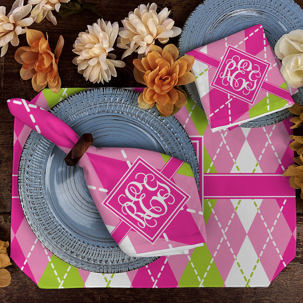 Pink & Green Argyle Dining Set