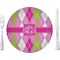 Pink & Green Argyle 10" Glass Lunch / Dinner Plates - Single or Set (Personalized)