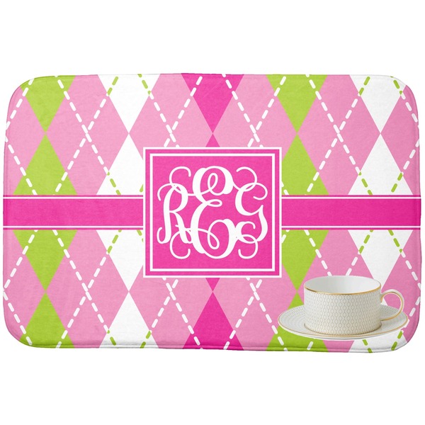 Pink & Green Argyle Dish Drying Mat