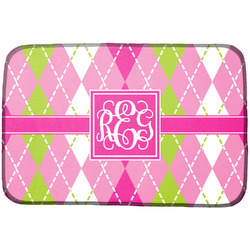 Pink & Green Argyle Dish Drying Mat (Personalized)