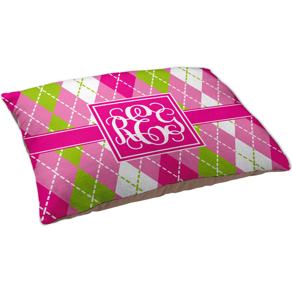 Pink & Green Argyle Dog Bed - Large