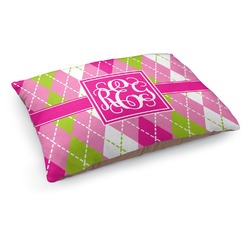 Pink & Green Argyle Dog Bed - Medium w/ Monogram