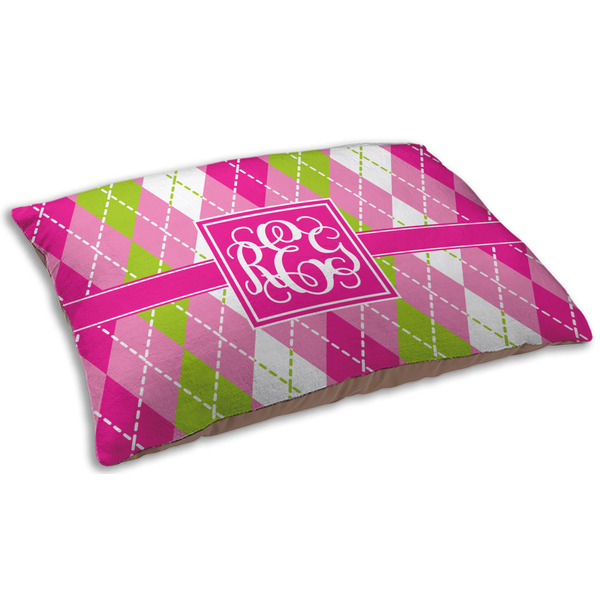 Pink & Green Argyle Dog Beds - SMALL