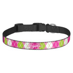 Pink & Green Argyle Dog Collar (Personalized)