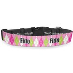 Pink & Green Argyle Deluxe Dog Collar (Personalized)