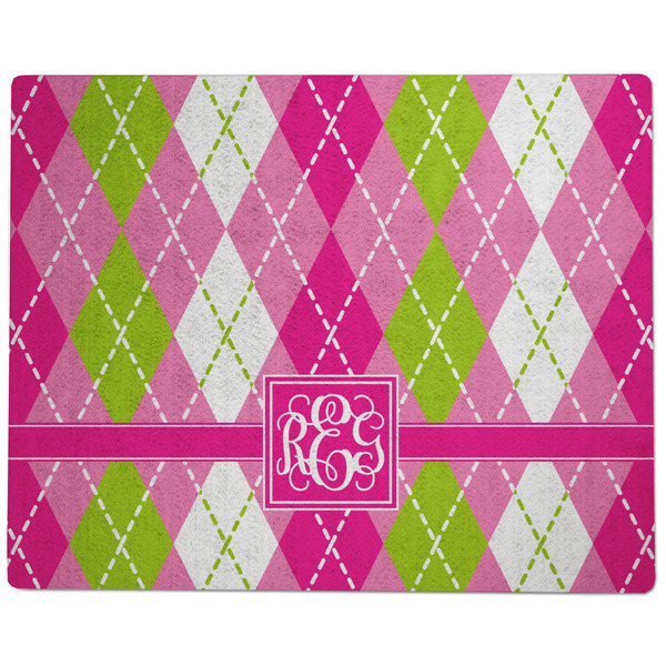 Pink & Green Argyle Dog Food Mat - Large without Bowls