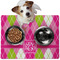 Pink & Green Argyle Dog Food Mat - Medium LIFESTYLE