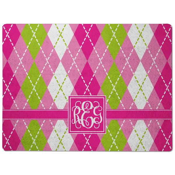 Pink & Green Argyle Dog Food Mat - Medium without bowls
