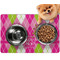 Pink & Green Argyle Dog Food Mat - Small LIFESTYLE