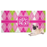 Pink & Green Argyle Dog Towel (Personalized)