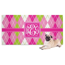 Pink & Green Argyle Dog Towel (Personalized)