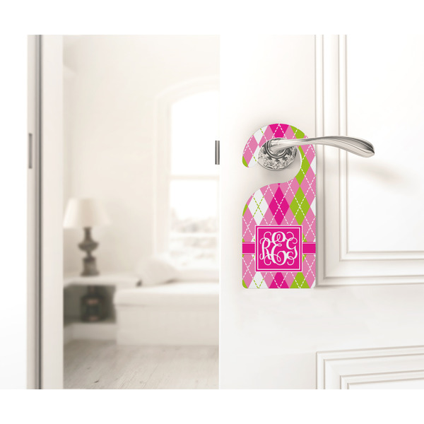 Pink & Green Argyle Door Hanger - LIFESTYLE