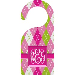 Pink & Green Argyle Door Hanger (Personalized)