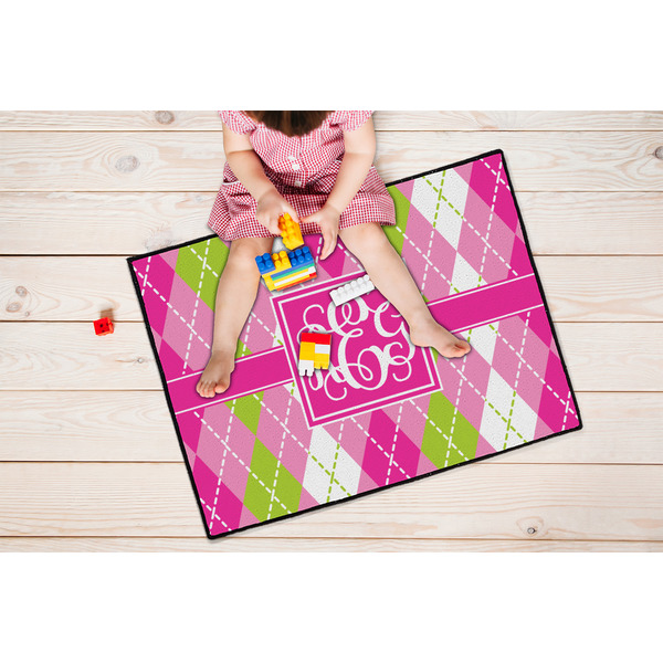 Pink & Green Argyle Door Mats - LIFESTYLE kid