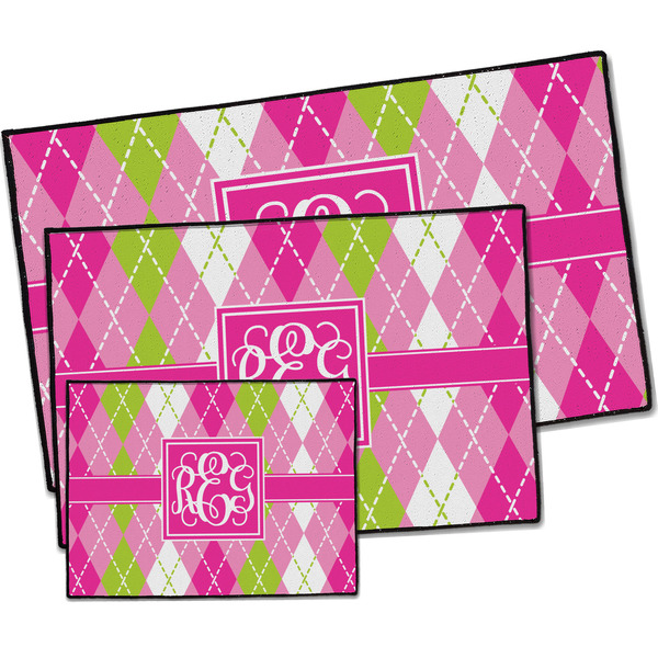 Pink & Green Argyle Door Mats - PARENT MAIN