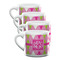 Pink & Green Argyle Double Shot Espresso Mugs - Set of 4 Front