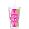 Pink & Green Argyle Double Wall Tumbler with Straw (Personalized)