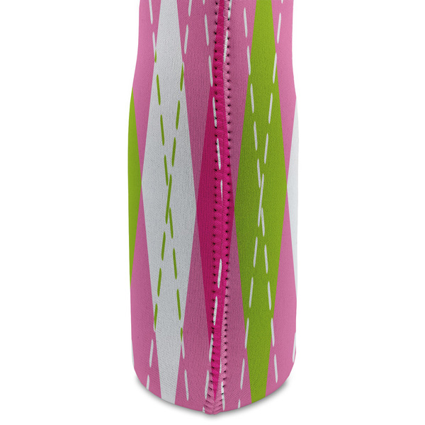 Pink & Green Argyle Double Wine Tote - DETAIL 2 (new)