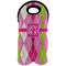 Pink & Green Argyle Double Wine Tote - Front (new)