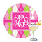 Pink & Green Argyle Drink Topper - Large - Single with Drink