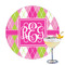 Pink & Green Argyle Printed Drink Topper - 3.25" (Personalized)