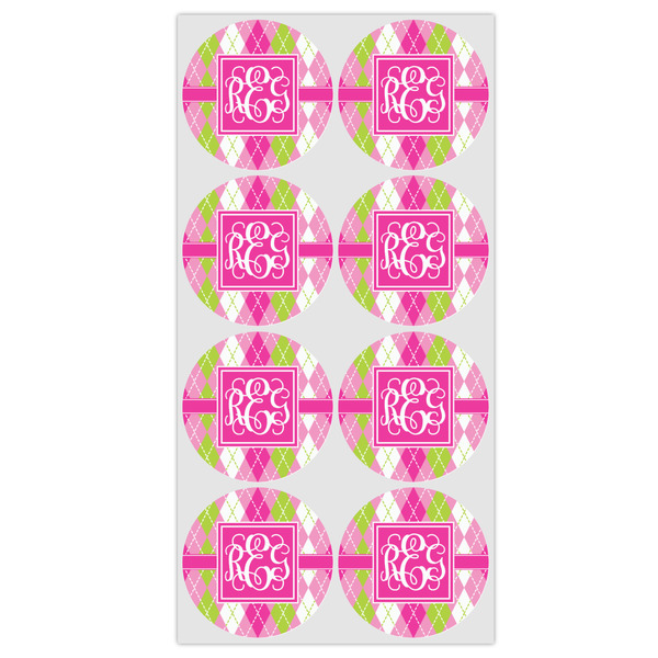 Pink & Green Argyle Drink Topper - Medium - Set of 12