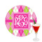 Pink & Green Argyle Printed Drink Topper -  2.5" (Personalized)