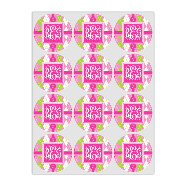 Pink & Green Argyle Drink Topper - Small - Set of 12