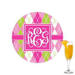 Pink & Green Argyle Printed Drink Topper - 2.15" (Personalized)