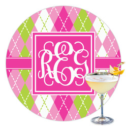 Pink & Green Argyle Printed Drink Topper - 3.5" (Personalized)