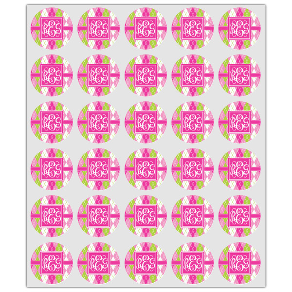 Pink & Green Argyle Drink Topper - XSmall - Set of 30