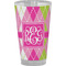 Pink & Green Argyle Pint Glass - Full Color - Front View