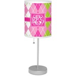 Pink & Green Argyle 7" Drum Lamp with Shade Linen (Personalized)