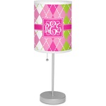 Pink & Green Argyle Lamp with Drum Shade (Personalized)
