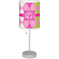 Pink & Green Argyle Lamp with Drum Shade (Personalized)
