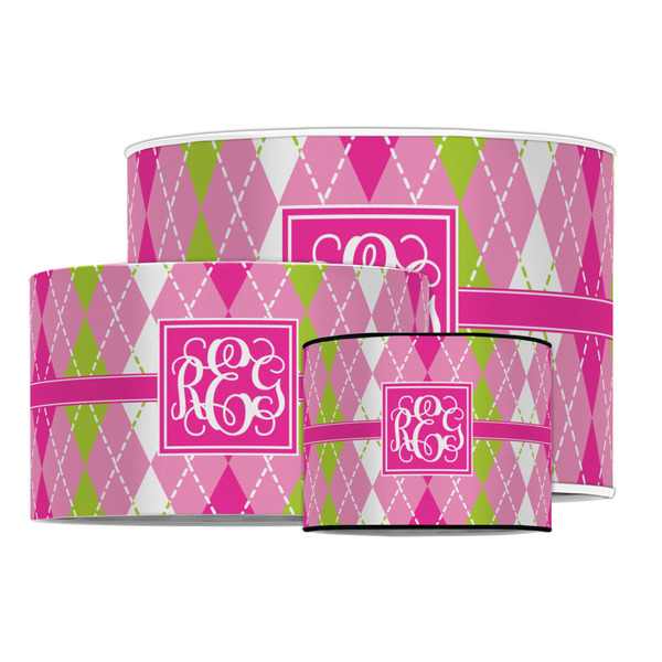 Pink & Green Argyle Drum Lampshades - MAIN