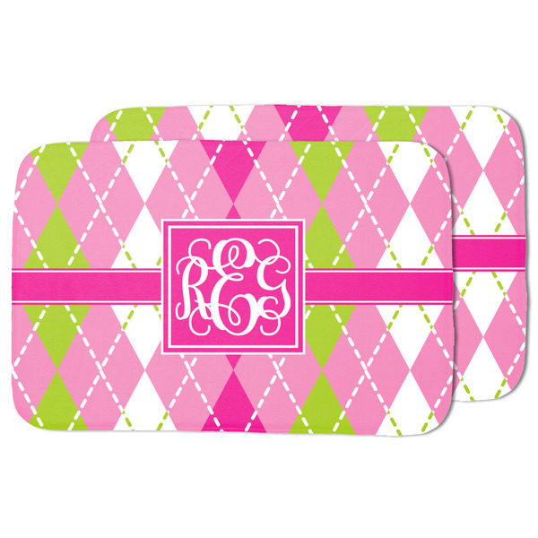 Pink & Green Argyle Drying Dish Mat - MAIN
