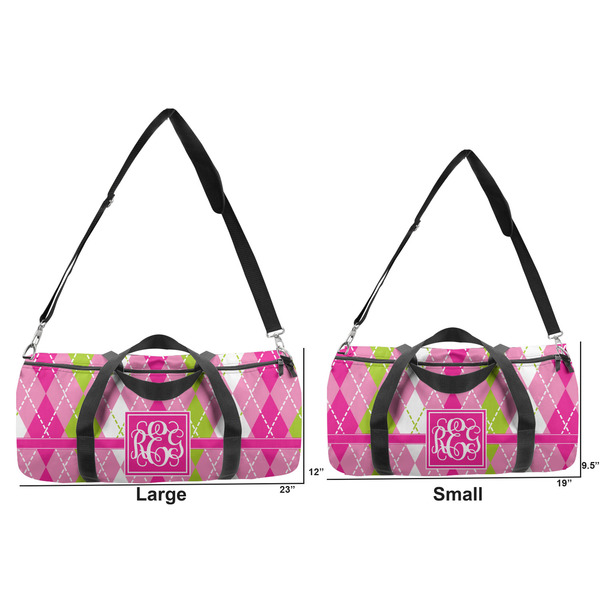 Pink & Green Argyle Duffle Bag Small and Large