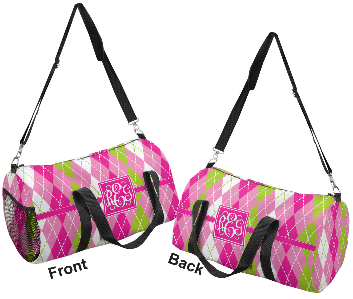 Pink & Green Argyle Duffel Bag (Personalized) YouCustomizeIt