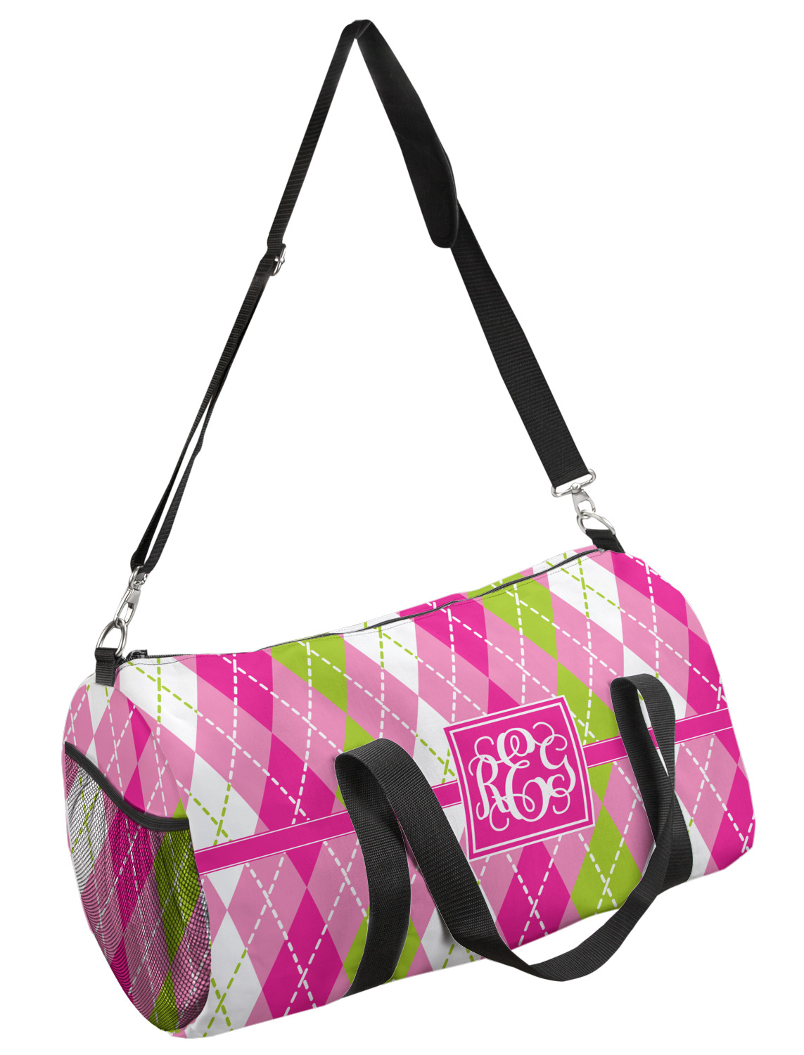 Pink & Green Argyle Duffel Bag (Personalized) YouCustomizeIt