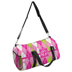 Pink & Green Argyle Duffel Bag - Small (Personalized)