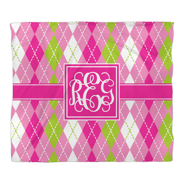 Pink & Green Argyle Duvet Cover - King - Front