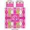 Pink & Green Argyle Duvet Cover Set - Queen - Approval