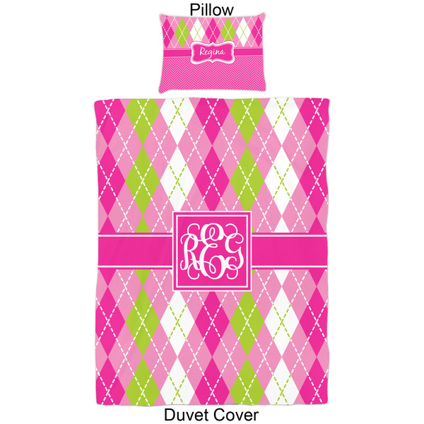 Pink & Green Argyle Duvet Cover Set - Twin - Approval